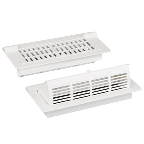 MMFSF Floor Vent Covers, 4x10 Adjustable Heat Air Vent Deflectors, 2-in-1 Floor Register, Vent Covers for Home Floor, Office, Ceiling, 2 Pack, Tool-Free Installation (White)