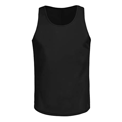 PASATO Vest Tank for Men's Sleeveless Gym Solid Tank Top T-Shirt Mesh Breathable Bodybuilding Muscle Sport Fitness Vest(Black,XL=US:L)