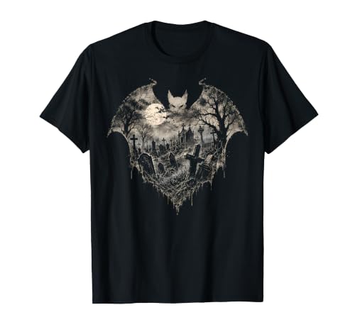 Cementerio Murciélago Gótico Cementerio Oscuro Horror Estética Camiseta