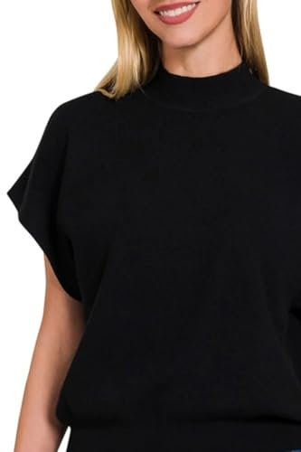 Zenana Mock Neck Short Dolman Sleeve Sweater2