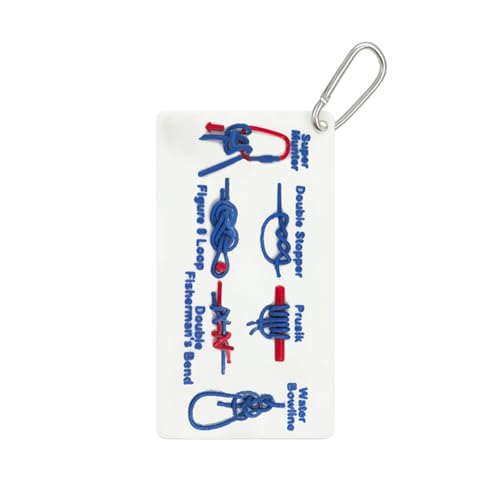 Uclac 3D-gedrucktes wasserdichtes Knotenbinden-Set, Rettungsreferenzkarte mit Karabinern, Master 6 essentielle Knoten für Camping und Abenteuer, Ihr tragbarer Knotenführer