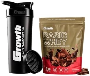 Whey Protein Basic Chocolate 1kg + Coqueteleira 600ml Preta - Gro...
