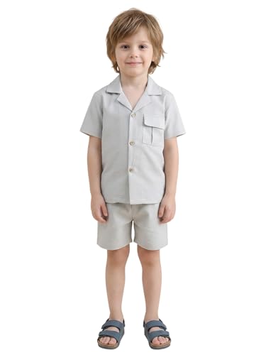 Image of POLKA TOTS 100% Cotton Co-Ord Set for Boys | Half Sleeve Shirt & Shorts Beach Outfit for Kids | Ultra-soft & Breathable Summer Clothes for Toddler & Baby Boy | Casual Dress & Printed Nightwear Set