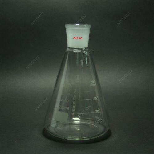 500ml 29/32 Glass Erlenmeyer Flask,Lab Chemistry Triangle Bottle
