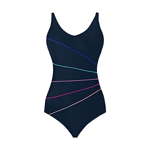 Maillot de bain ventre plat 1 piece pour femme avec bikini fendu imprime été