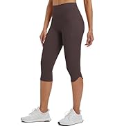 baleaf Womens 17" High Waisted Capri Leggings with Pockets Tummy Control Yoga Gym Capris Pants