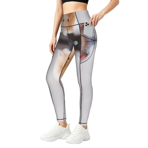 WBQLSL Pantalones de yoga con bolsillo para mujer, color granate, leggings elásticos de cintura alta para entrenamiento, gimnasio, uso diario, Negro, 3XL-5XL