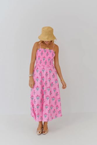 Image of Women Y2k Boho Maxi Dress Tie Shoulder Backless Strappy Tiered Flowy Dress 2024 Summer Floral Beach Sundress