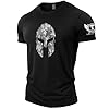 GYMTIER Spartan Helmet Hex Camo - Spartan Forged - Men's Gym T-Shirt - Bodybuilding Workout Top, Black, L #4
