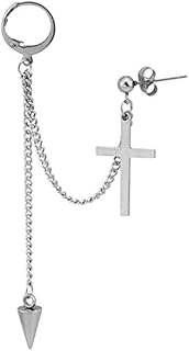 Cross Spike Threader Tassel Chain Cuff Wrap Small Hoop Long Dangle Drop Earrings for Men Women Cartilage Stud Two Holes Personalized Punk Climber Crawler Hip Hop Rock Kpop Gothic Piercing Gifts