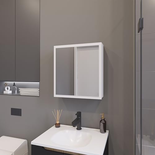 Wall-Mounted Bathroom Storage with Integrated Mirror and Ample Compartments