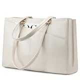 LOVEVOOK Laptop Bag for Women 15.6 Inch Tote Bags Waterproof Computer Briefcase for Teacher Business Office Work Bag,Beige