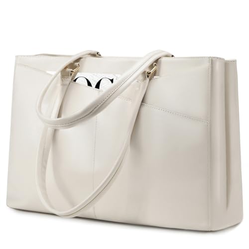 LOVEVOOK Laptop Bag for Women 15.6 Inch Tote Bags Waterproof Computer Briefcase for Teacher Business Office Work Bag,Beige by LOVEVOOK - Used condition - US$30.53
