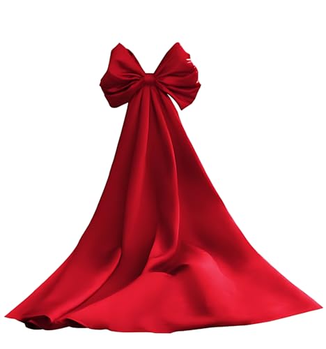 Tixlear Red Big Bow for Dress 2025 Detachable Bow Wedding Train for Prom Dress Satin Removable Bowknot Cape Sleeves,Red
