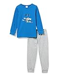 Nachtwäsche für Kids Schiesser Jungen Schlafanzug lang Pyjamaset, blau, 140