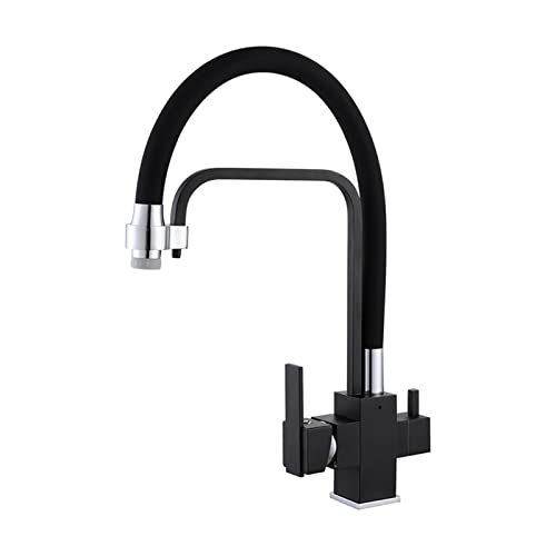Filtre robinet de cuisine design noir et chrome pour évier moderne