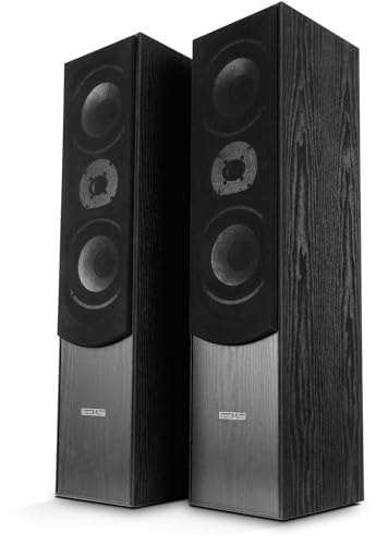 Bennett & Ross Radiant 3-Wege HiFi Standlautsprecher Paar (350W RMS, 6,5' Tieftöner, 6,5' Mitteltöner, 1' Hochtöner, Bassreflex-Konstruktion, Maserung in Holzoptik) schwarz