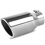 YITAMOTOR 3 Inch Inlet Exhaust Tip, 4.5' Outlet 9' Overall Length Stainless Steel Professional Exhaust Tip for 3-Inch Outside Diameter Tailpipe, Rolled Angle Cut, Polished Finish, Bolt-on, Silver