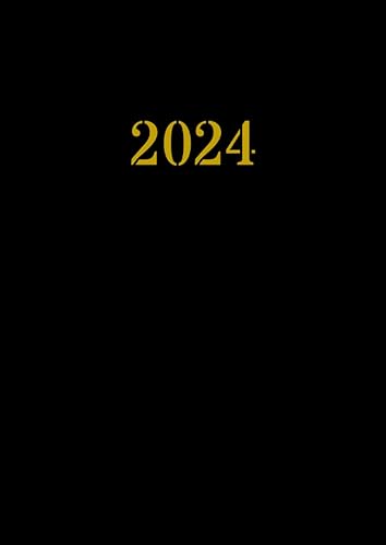 Agenda 2024: Semainier 1 semaine sur 2 page,12 mois de janvier à décembre, Grand Format A4 (Couverture Noire Dorée)