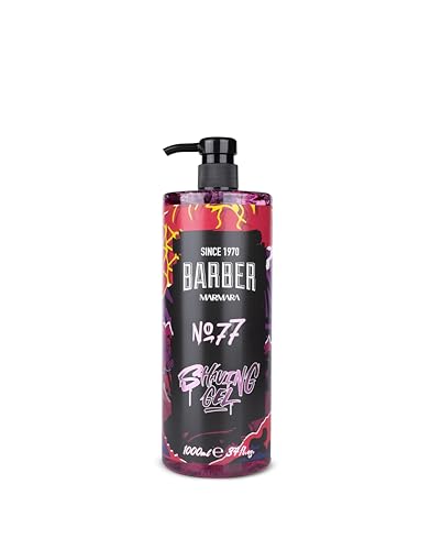 BARBER MARMARA Gel de afeitar para hombre No.77 – Gel de afeitar para hombre, transparente, 1000 ml, afeitado preciso de los contornos de la barba – No hace espuma – Enfría la piel