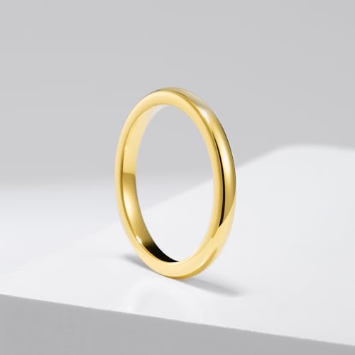Image of King Will Men's Women's Tungsten Carbide Ring 24k Gold Plated Rose Gold Plated Domed Polished Finish Wedding Band