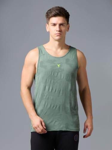 Image of TECHNOSPORT Men's Slim Fit Sleeveless Gym Vest Tank Top, VENTMESH Quick Dry Moisture Wicking Stretchable Vest for Gym Workout and Training