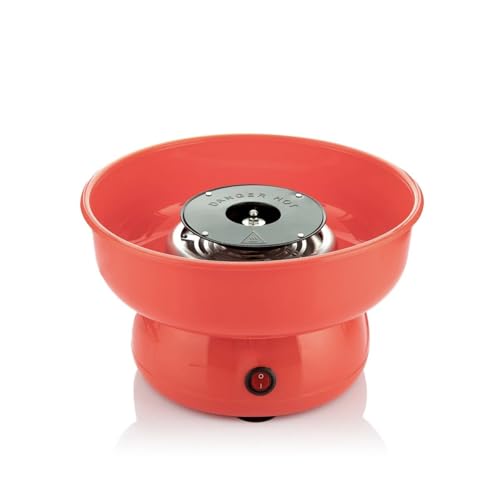 Zuckerwattemaschine für zu Hause – Gerät für Zuckerwatte für zu Hause – gewöhnlicher Zucker oder harte Süßigkeiten ohne Zucker – 10 Stäbchen & Messlöffel, nostalgisches Retro-Design – Rot – Bild 6
