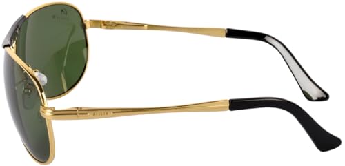 Image of AISLIN Toughened Glass Aviator /Wrap-Around UV Protected Sunglasses for Men [G-15 (Dark Green) Lenses | Large | AS 3455]