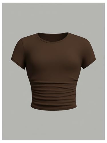 Image of SOLY HUX Girl's Basic Crop Top Set Crew Neck Short Sleeve T-Shirts 3 Packs Casual Summer Fitted Tees