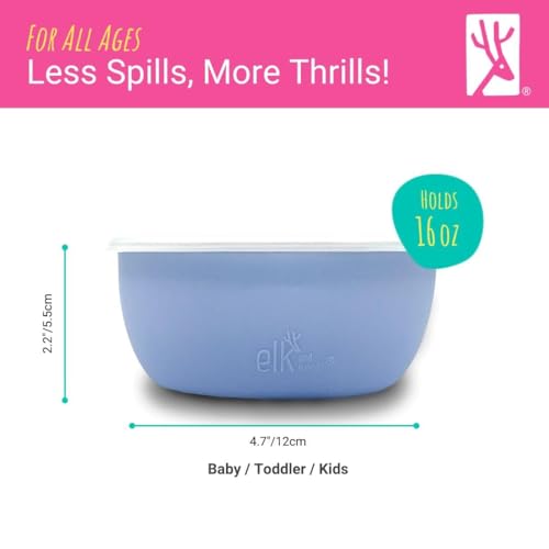 Elk and Friends Kids Stainless Steel Bowls with Silicone Sleeves + Lids | Suitable for Babies/Toddlers | Dishwasher Safe | Non Slip Dinnerware | Snack Dishes | 4 Pack