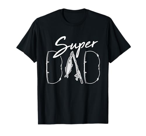 Fishing Super Daddy Dad Angler Father's Day Fisherman Gift Maglietta