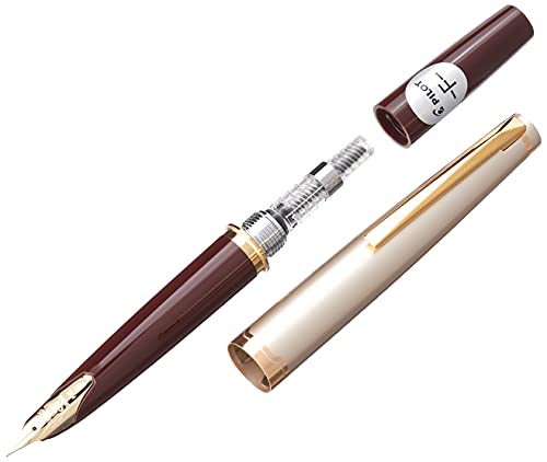 PILOT E95s Fountain Pen, Ivory Barrel with Gold Accents, Fine Nib, Blue Ink , Burgundy/Ivory with Gold Accents - Additional View