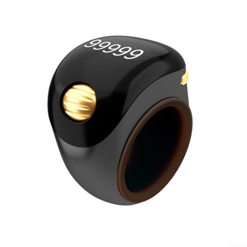 Honseadek Contador digital de anillos con pantalla LED y recordatorio de vibración, contador electrónico portátil para cuentas de oración, ajuste ajustable (negro)