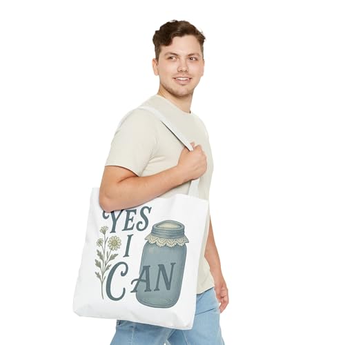 Yes I Can Canning Tote Bag, Rustic Farmhouse Canvas Bag, Cottagecore Mason Jar Tote, Reusable Homesteader Gift for Canners3
