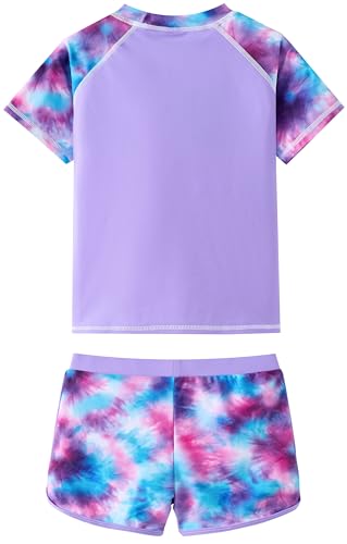 Image of UMELOK Girls Rash Guard Swimsuit Short Sleeve Bathing Suit Rashguard Sets
