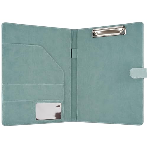 image for MOWPOG Professional Padfolio with Clipboard, Faux Leather Portfolio Fo
