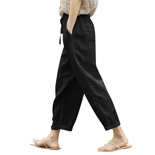 Pantalon d'été en lin anti-transpiration avec taille élastique confort