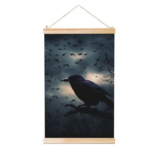 Peinture murale corbeau nocturne en bois LHBWCVN 91,4x61 cm