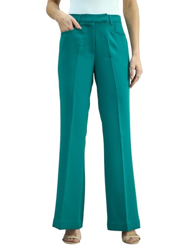 Mid Waist Slim Fit Formal Work Pants for Women Stretchable Office Trousers for Women Professional Business Wear Teal