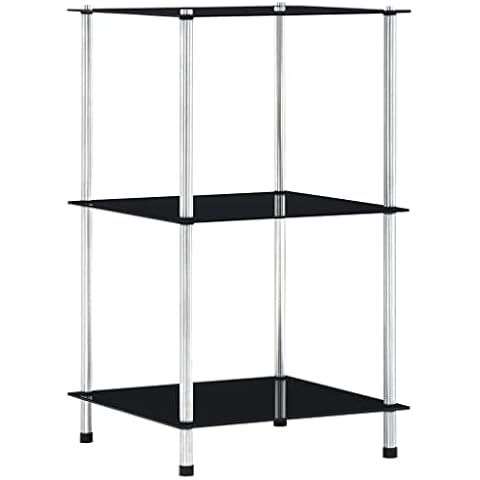 vidaXL Regal mit 3 Ablagen Vitrine Glas Glasregal Dekoregal Sammlervitrine Standregal Glasvitrine Bücherregal Vitrinenschrank Schwarz 40x40x67 cm Hartglas Cover