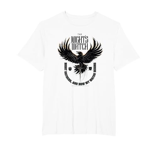 Image of Game of Thrones The Night's Watch Crow T-Shirt, Men's Big and Tall, White, 5X Tall