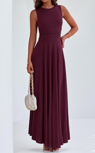 Image of PRETTYGARDEN Womens Summer Dresses 2026 Casual Sleeveless Crewneck Aline Maxi Dress Stretch Tank Flowy Long Dresses
