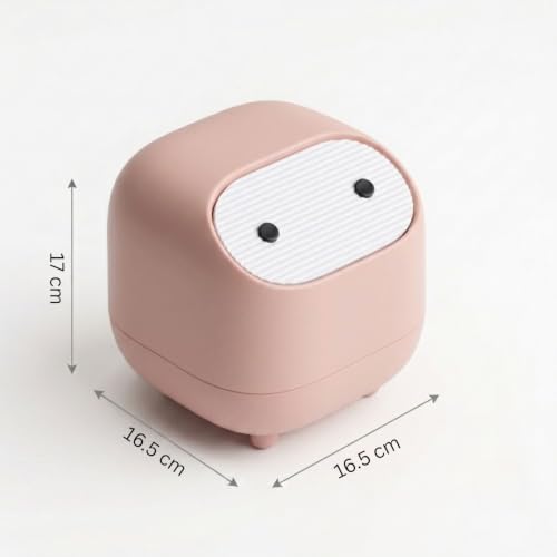 Image of Soko Cute Portable Mini Trash Can, Small One-Key Press Plastic Fancy Desktop Dustbin Waste /Garbage Disposal for Home, Office, Bathroom, Bedroom, Kitchen, Work, Study Table - Pink