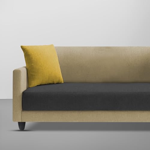 Image of Casaliving Dominic 2 Seater Sofa Set for Living Room (Cream Black Fabric) Premium Fabric Sofa