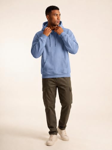 Image of JMIERR Mens Fleece Lined Oversized Hoodie Pullover Sweatshirts | Fall Winter Cozy fleece-lined pullover, adjustable drawstring hood, kangaroo pocket, regular fit, machine wash