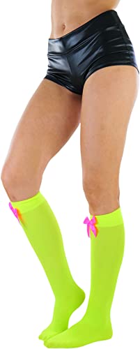 Image of ToBeInStyle Women's Opaque Knee High Nylon Fashion Socks Solid & w /Front Satin Bow