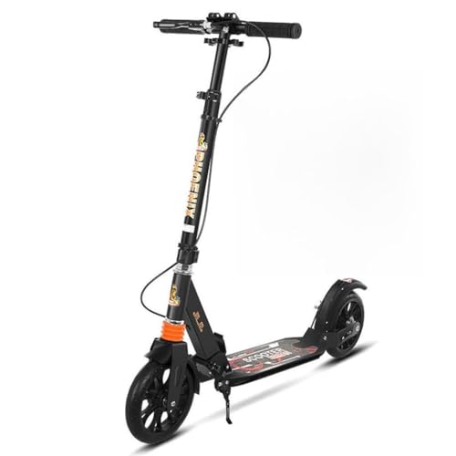 Strollers DD キック ボード 通勤 サポート150キロ(330ポンド) - ハンドブレーキ、デュアルサスペンション折りたたみ通勤スクーター、高さ調節可能なビッグホイール大人キックスクーター(Color : Black)