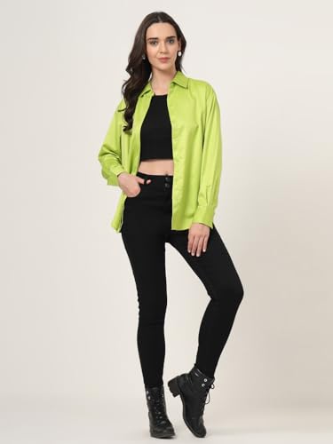 Image of Style Quotient Women Solid Smart Casual Oversized Polycotton Shirt