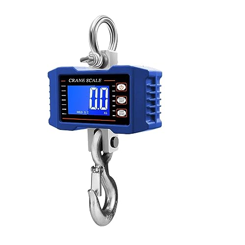 SGeneE Portable Digital Crane Scale Portable Digital Hanging Scale with Remote Control 1000kg/ 2204lbs Heavy Duty Crane Scale LCD Backlight Industrial Hook Scales (Blue 1)