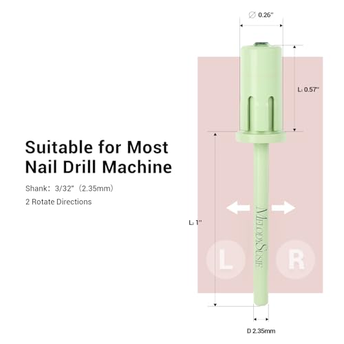 Image of MelodySusie Crystal Top Mandrel Bit for Nails, 3 /32'' Easy Off Nail Drill Bits for Sanding Bands, Suitable for Acrylic Nails Gel Manicures and Pedicures, Tea Green